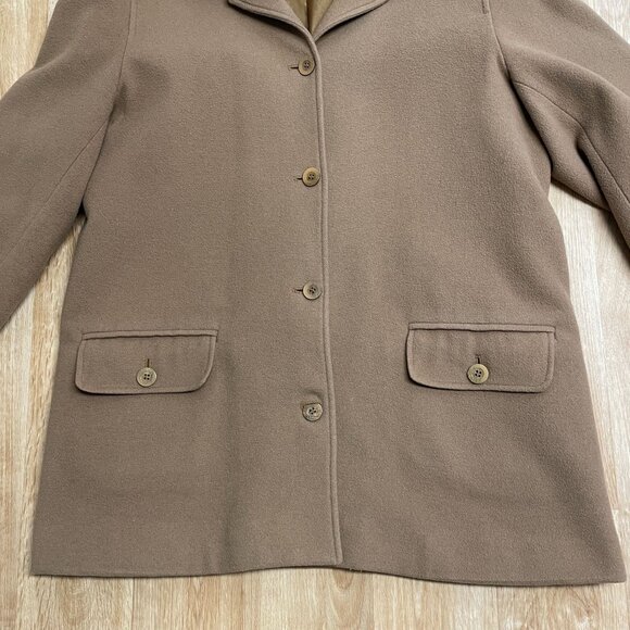 HARVE BENARD COAT PEACOAT BUTTON UP WOMENS SIZE 12 WOOL BLEND LINED CAMEL BROWN - Picture 3 of 9